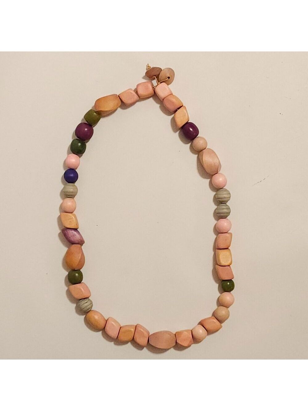 NEUTRALS BEAUTIFUL CHUNKY BEAD NECKLACE Long Wooden Bead Necklace
